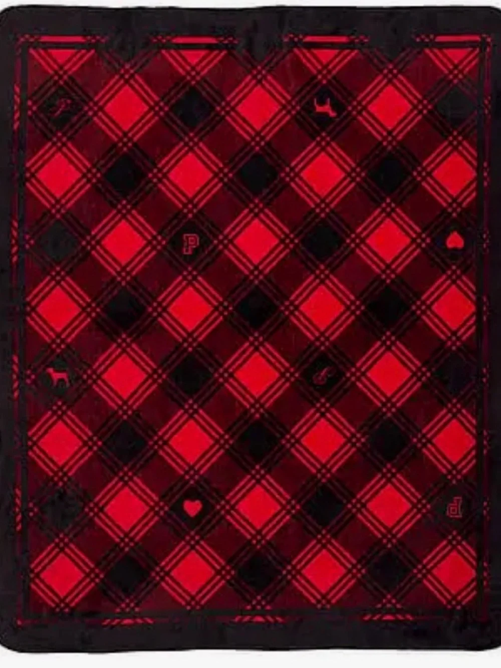 PINK Victoria's Secret Red and Black Plaid Cozy Plush Blanket - Picture 2 of 4